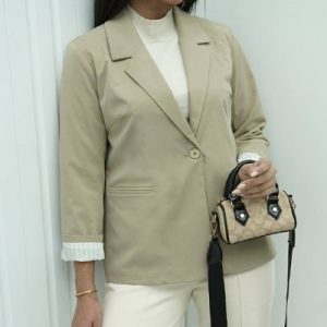 کت پاییزه کتان آسترکشی تک دکمه کد 4100