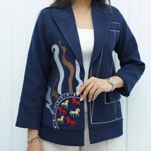 کت فوتر یقه بلیزر گلدوزی طرح اسب کد 255