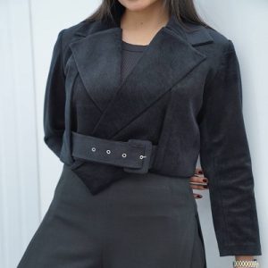 کت کراپ مخمل سگگ‌دار کد 16508