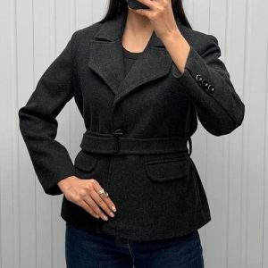 پالتو ذغالی یقه بلیزر تک دکمه کد 99