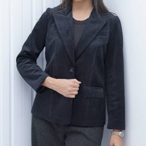 کت مخمل یقه بلیزر تک دکمه کد  16517