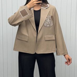 کت کرپ یقه انگلیسی تکه دوزی کد 24500