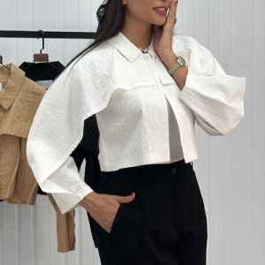 شومیز کراپ آستین پروانه‌ای کد 147