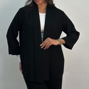 کت بلند مشکی شانتون یقه شالی کد 1