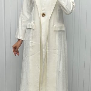 کت بلند لینن یقه انگلیسی تک دکمه کد 27717