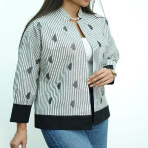 کت لینن راه‌راه گلدوزی طرح ابر کد 191