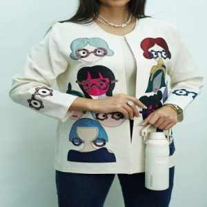 کت لینن کرم عروسک دوزی کد 197